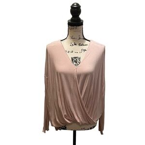 Double Zero Mystical Blouse Top Pink Size Medium Pastel Barbie v-neck hi Lo